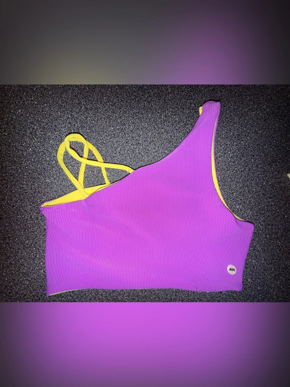 Tiger Friday One-Shoulder Purple & Yellow Dance Top Size Adult X-Small